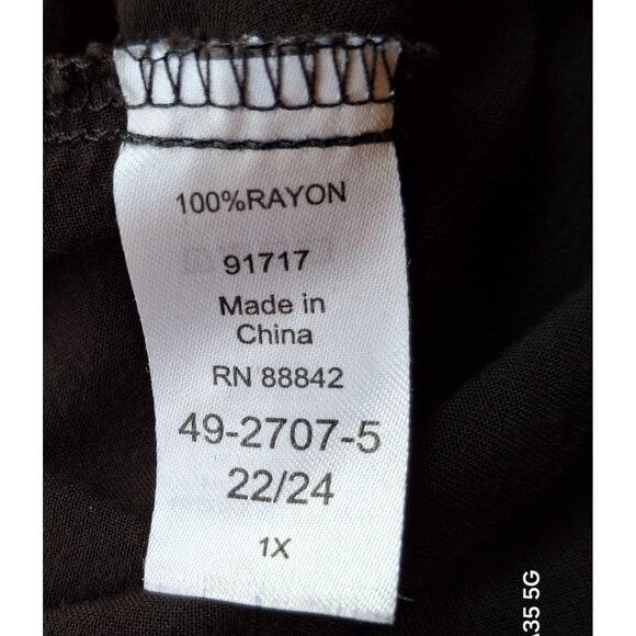 Ellos Womens Plus Size Barrel Cropped Black Wide-Leg Pants With Side Pockets 1X - Picture 7 of 8